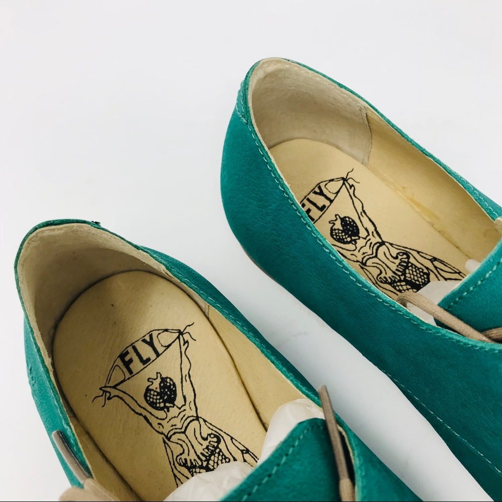 FLY London Green Mise Leather Derby Lace Up - Picture 2 of 8